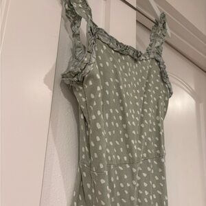 Angel Kiss green polka dot dress with ruffle straps Size M #polkadot #dress